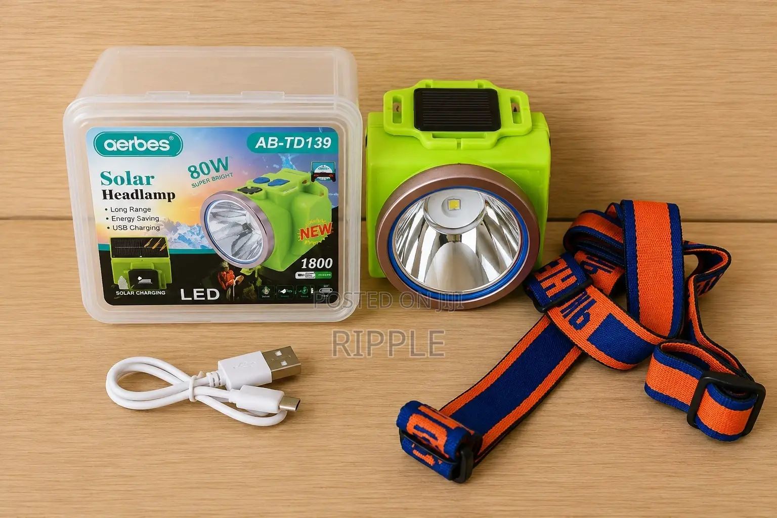 Aerbes Ab-Td139 80w Solar Rechargeable Led Headlamp Head Torch