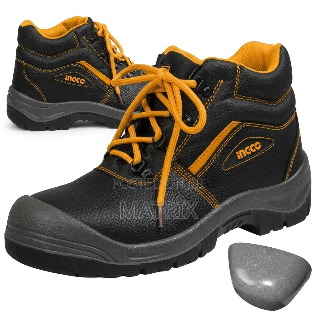 Ingco Safety Boots ( Size 40-46 ) - Black / Orange / Grey