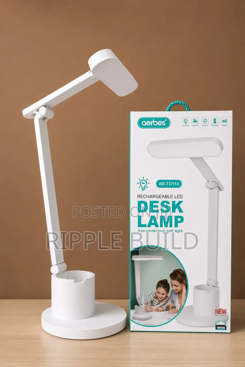 Aerbes Ab-Td114 Rechargeable Led Desk Lamp With Storage Holder