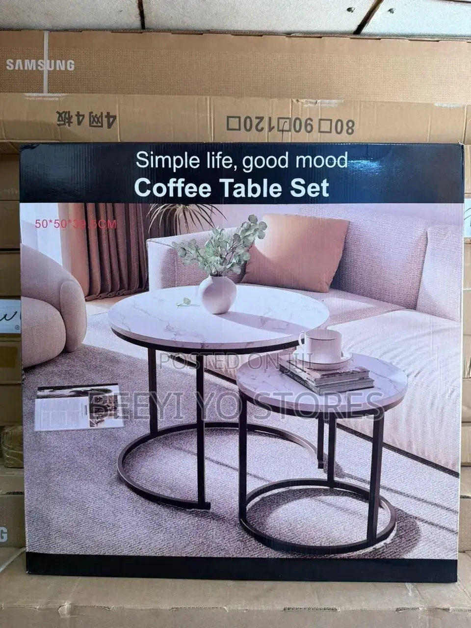Modern Nesting Coffee Table Set – Elegant Marble-Effect Round Tables