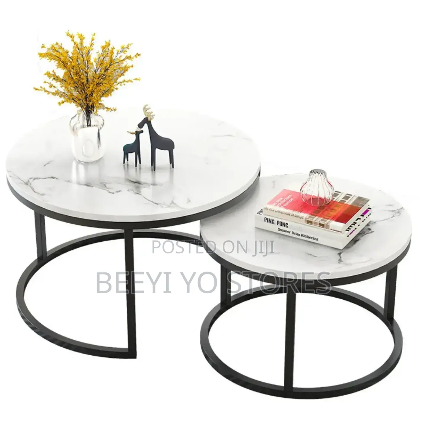 Modern Nesting Coffee Table Set – Elegant Marble-Effect Round Tables