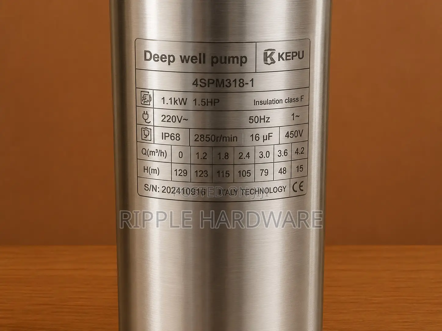 370w Ac Borehole Pump 64m Head 3800l/H Deep Well Pump