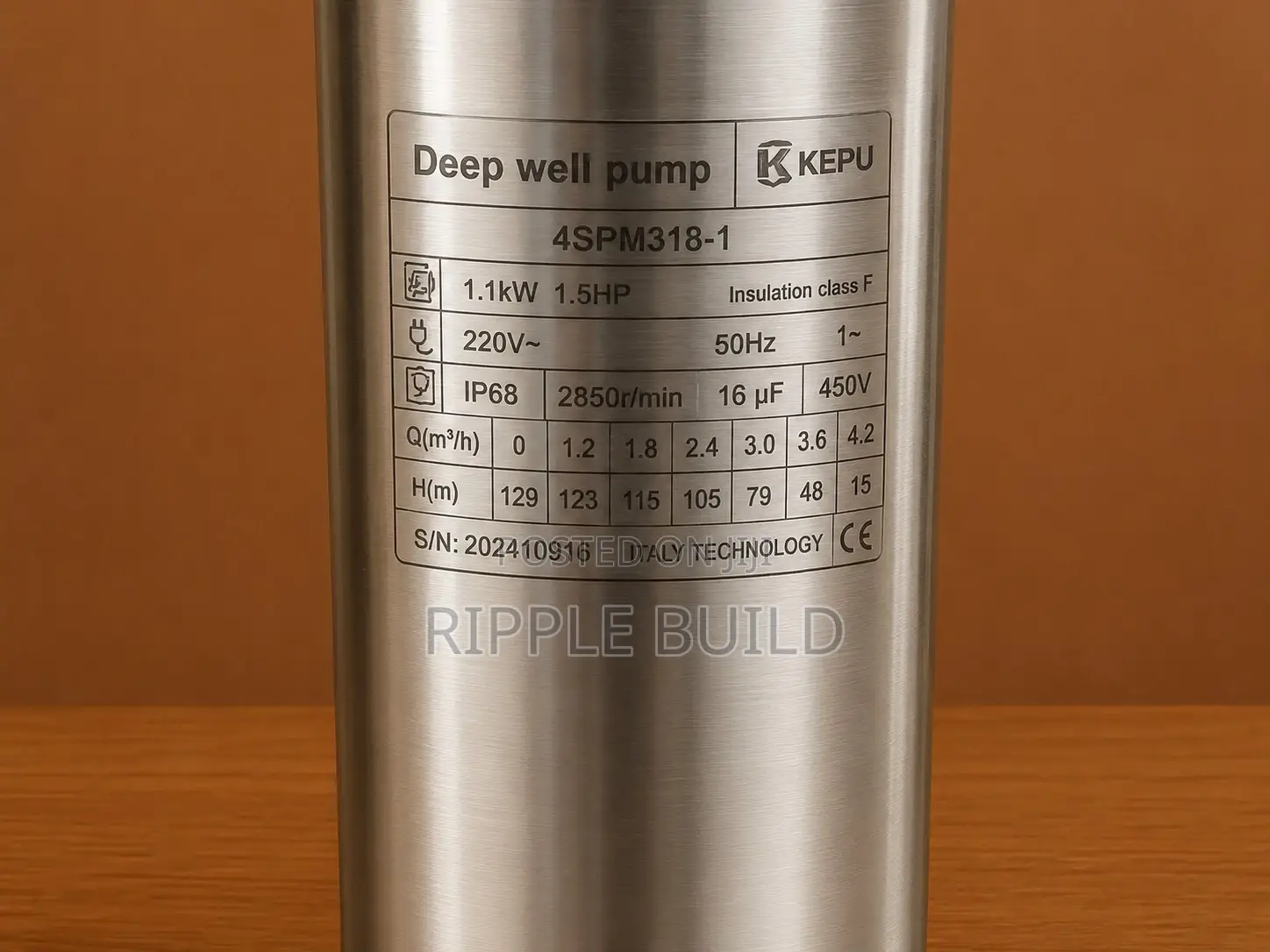 370w Ac Borehole Pump 64m Head 3900l/H Deep Well Pump