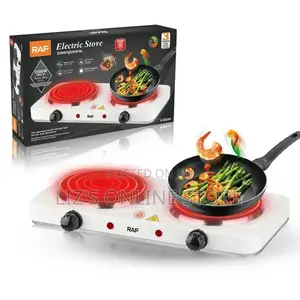 Double Burner Ceramic Electric Stove Hot Plate- Black / White