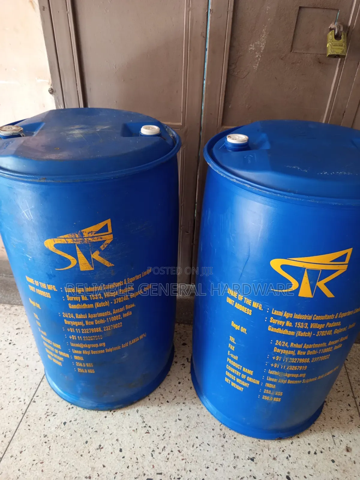 Water Drum Tank 250 Litres Plastic Blue