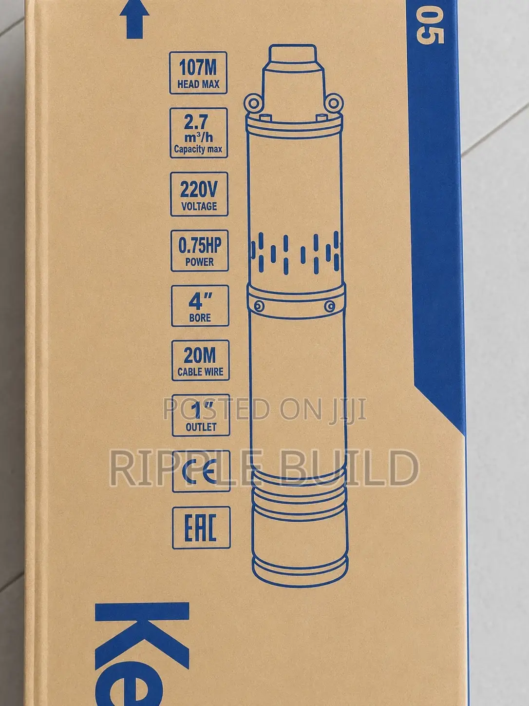 550w Ac Borehole Pump 107m Head 2700l/H Deep Well Pump