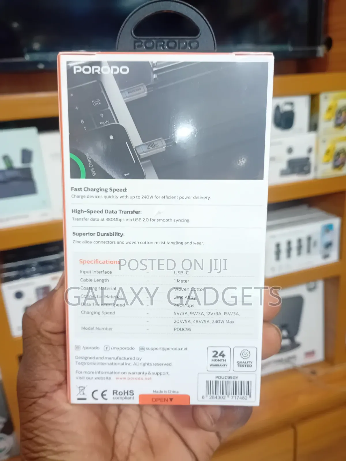 Porodo Powersync 240w High-Speed Usb-C Cable.