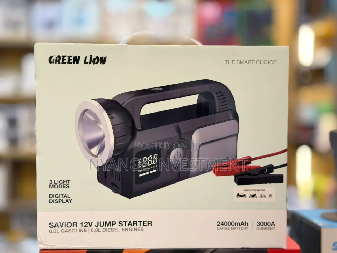 Green Lion Savior 12v Car Jump Starter 120w, With Power Bank 24000mah