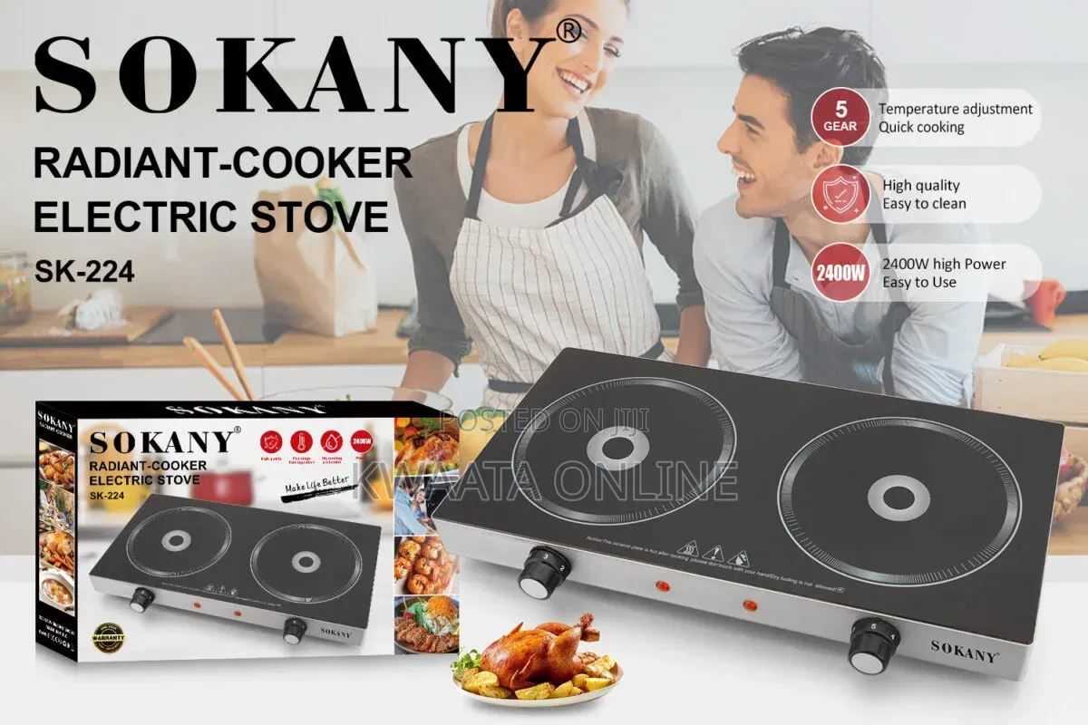Sokany Radiant Cooker Digital Stove With 2 Burners 2400 Watts Sk-224