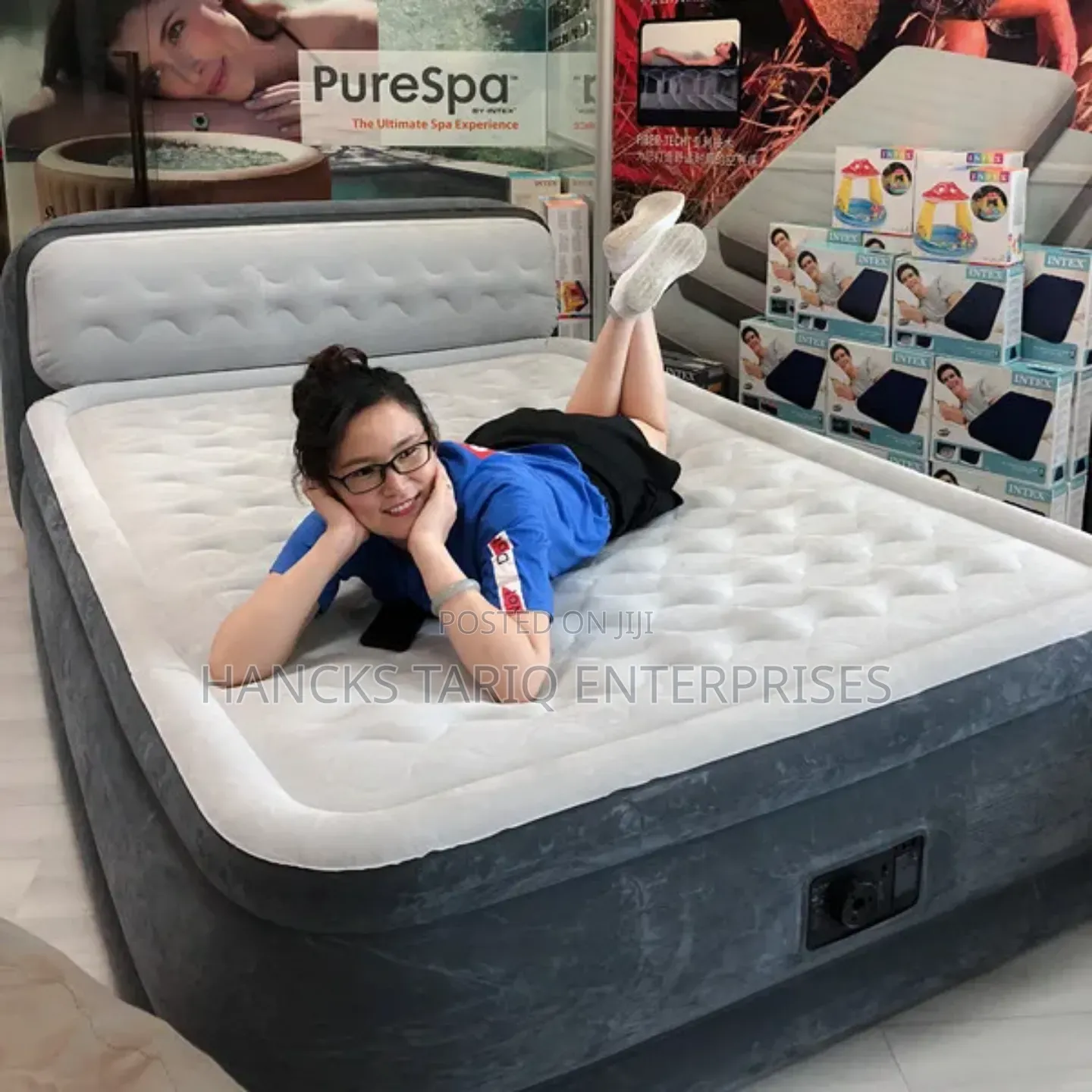 Intex Dura-beam Deluxe Air Mattress – Ultra Plush Bed With Headboard
