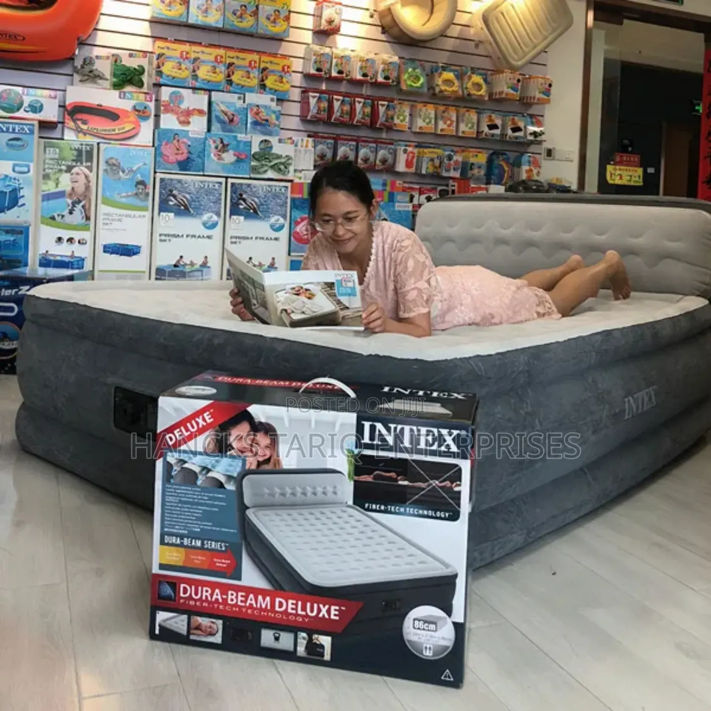 Intex Dura-beam Deluxe Air Mattress – Ultra Plush Bed With Headboard