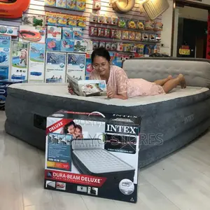Intex Dura-beam Deluxe Air Mattress – Ultra Plush Bed With Headboard