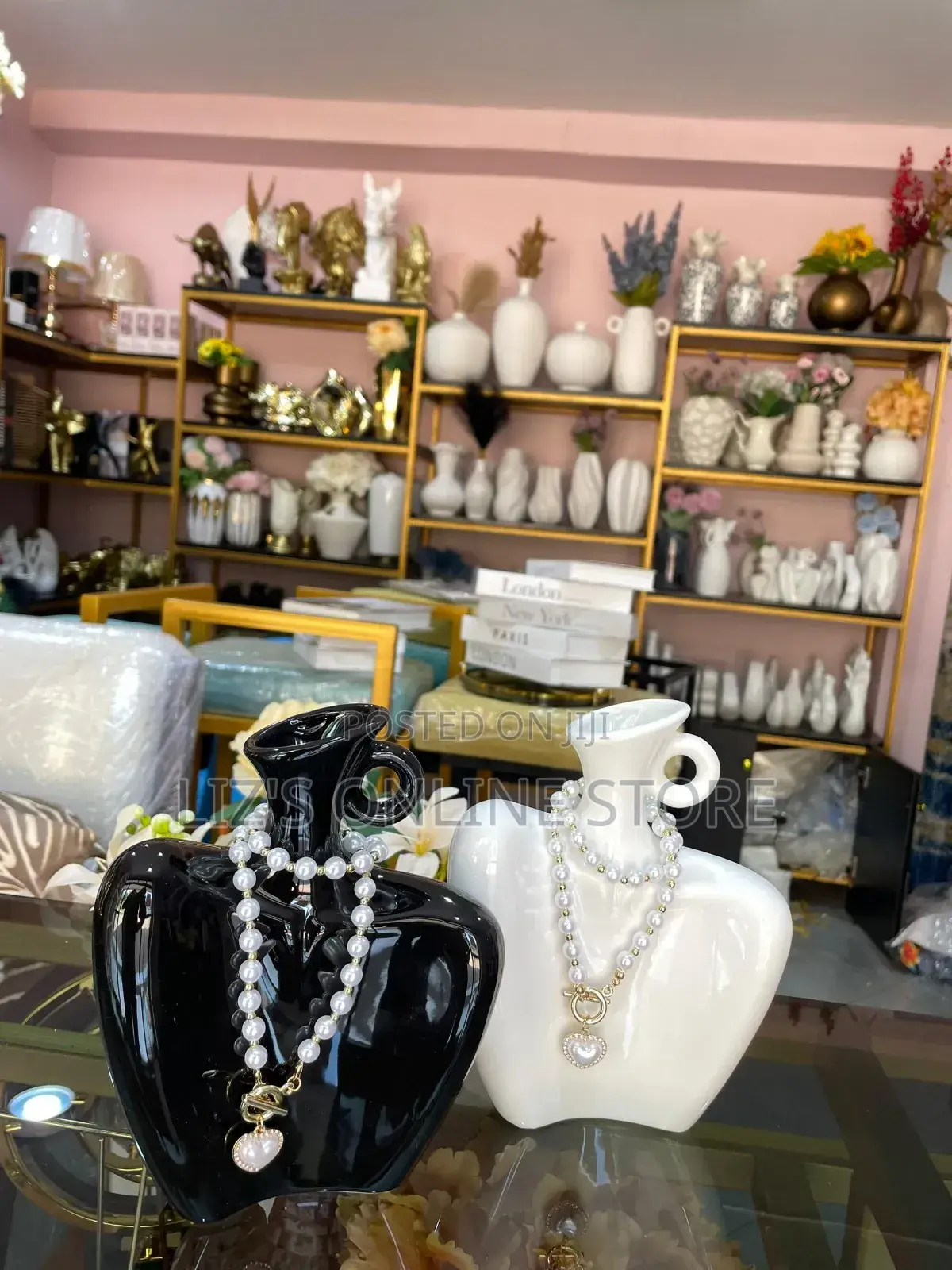 Set of Decorative Vases White and Black