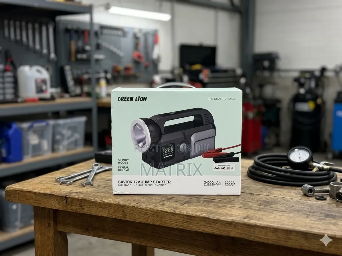 Green Lion Car Jump Starter 120w, With Power Bank 24000mah