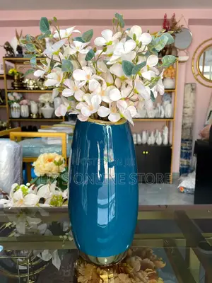 Cieein Cieht Ceramic Vase in Dark Green With a Gold Phnom Penh Base.