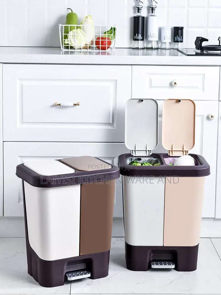 20litres 2-in-1 Dual Compartment Plastic Pedal Dust Bin