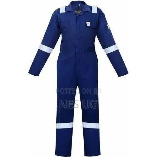 Safety Protective Unisex Workwear Overall With Reflector Lines - Blue