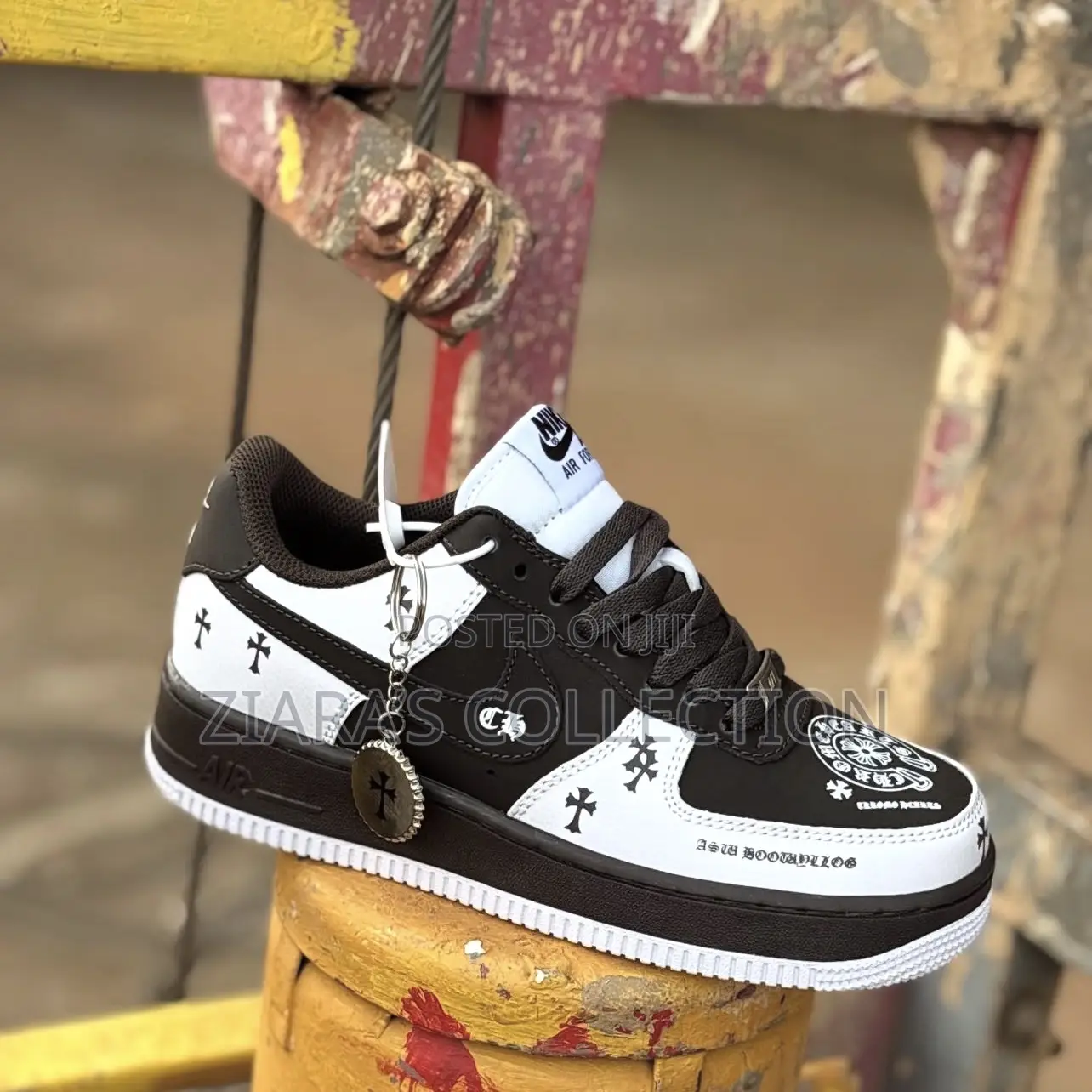 Black and White Nike Air Force 1 X Chrome Hearts Sneakers