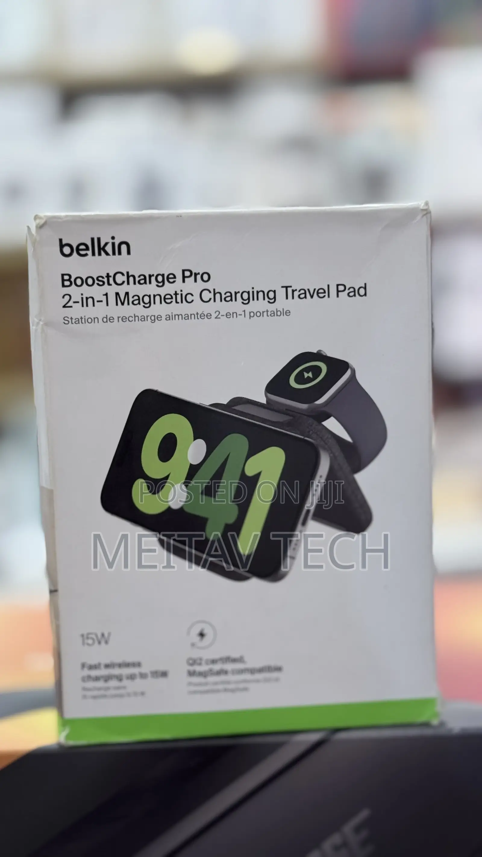 Belkin Boost Charge Pro 2in1 Magnetic Wireless Charging Travel Pad 15w