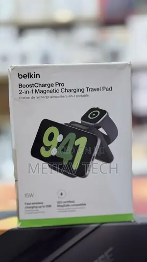 Belkin Boost Charge Pro 2in1 Magnetic Wireless Charging Travel Pad 15w