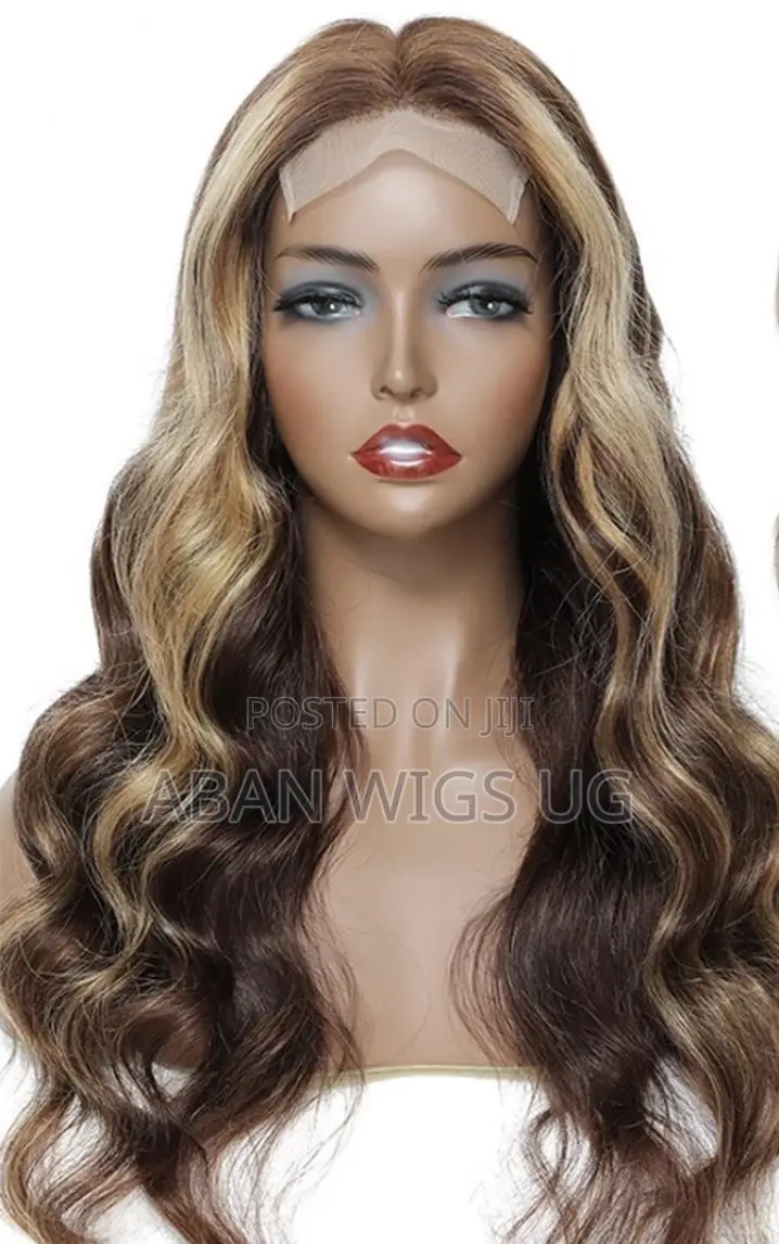 22inches Colored Body Human Wig Brown and Blonde Highlights