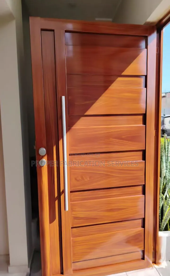 Steel Door. Mahogany Look