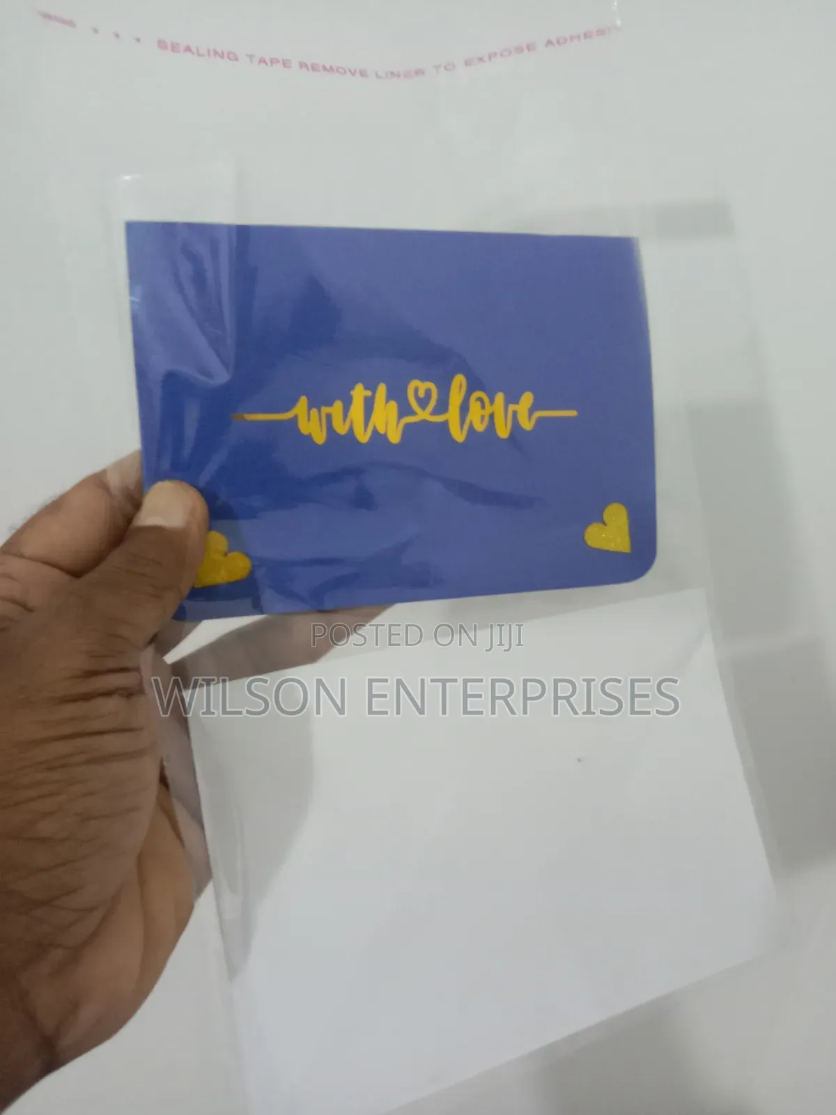 : Handmade 3d Pop-Up Layered Heart (Gold-Blue) Greeting Card