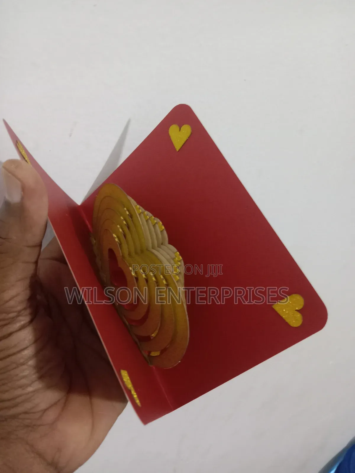 : Handmade 3d Pop-Up Layered Heart (Gold-Maroon) Greeting Card