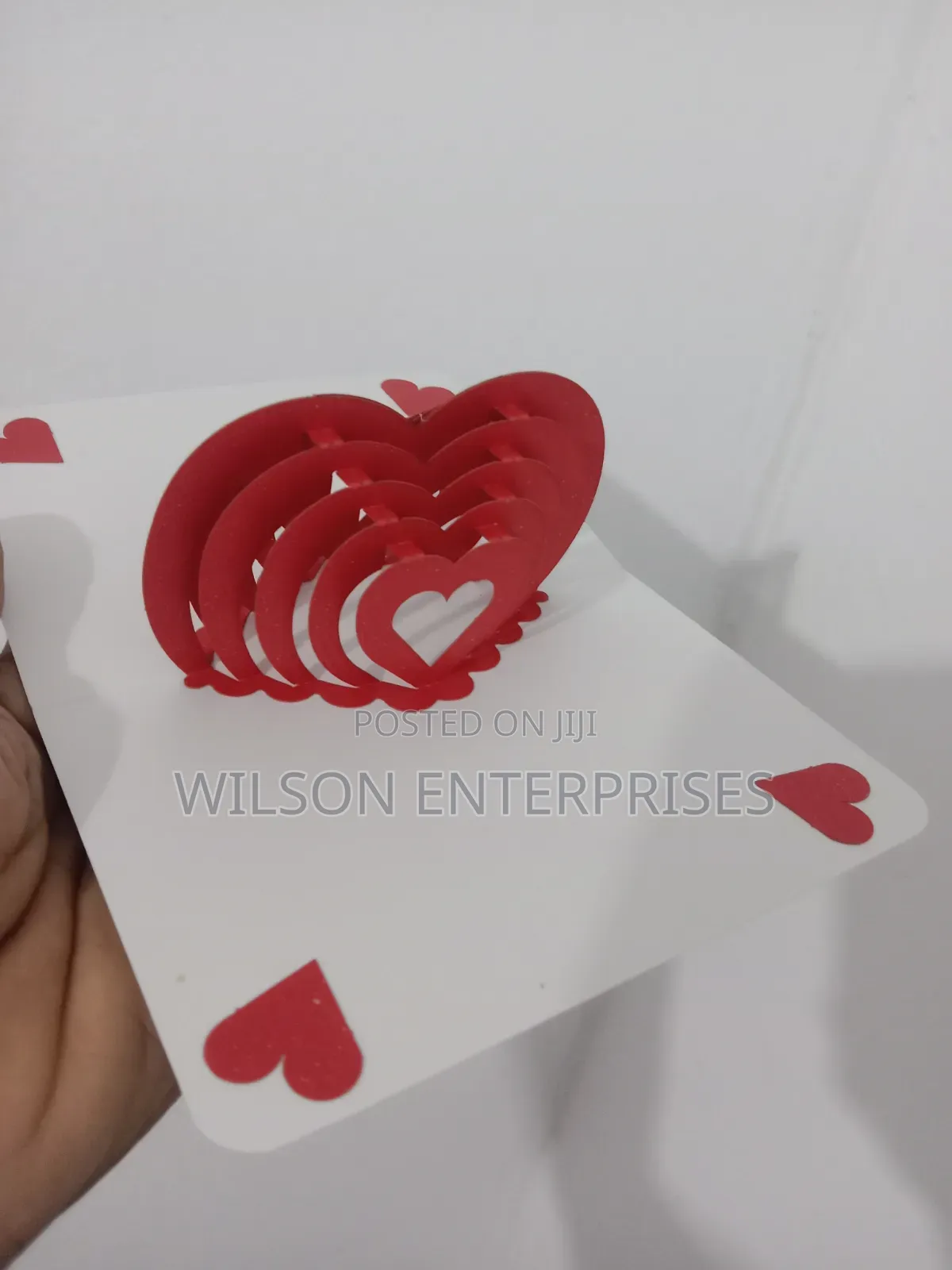 : Handmade 3d Pop-Up Layered Heart (Red-White) Greeting Card