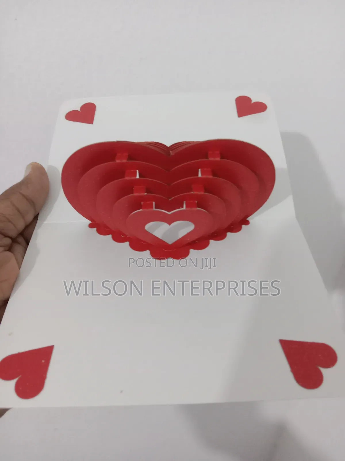 : Handmade 3d Pop-Up Layered Heart (Red-White) Greeting Card