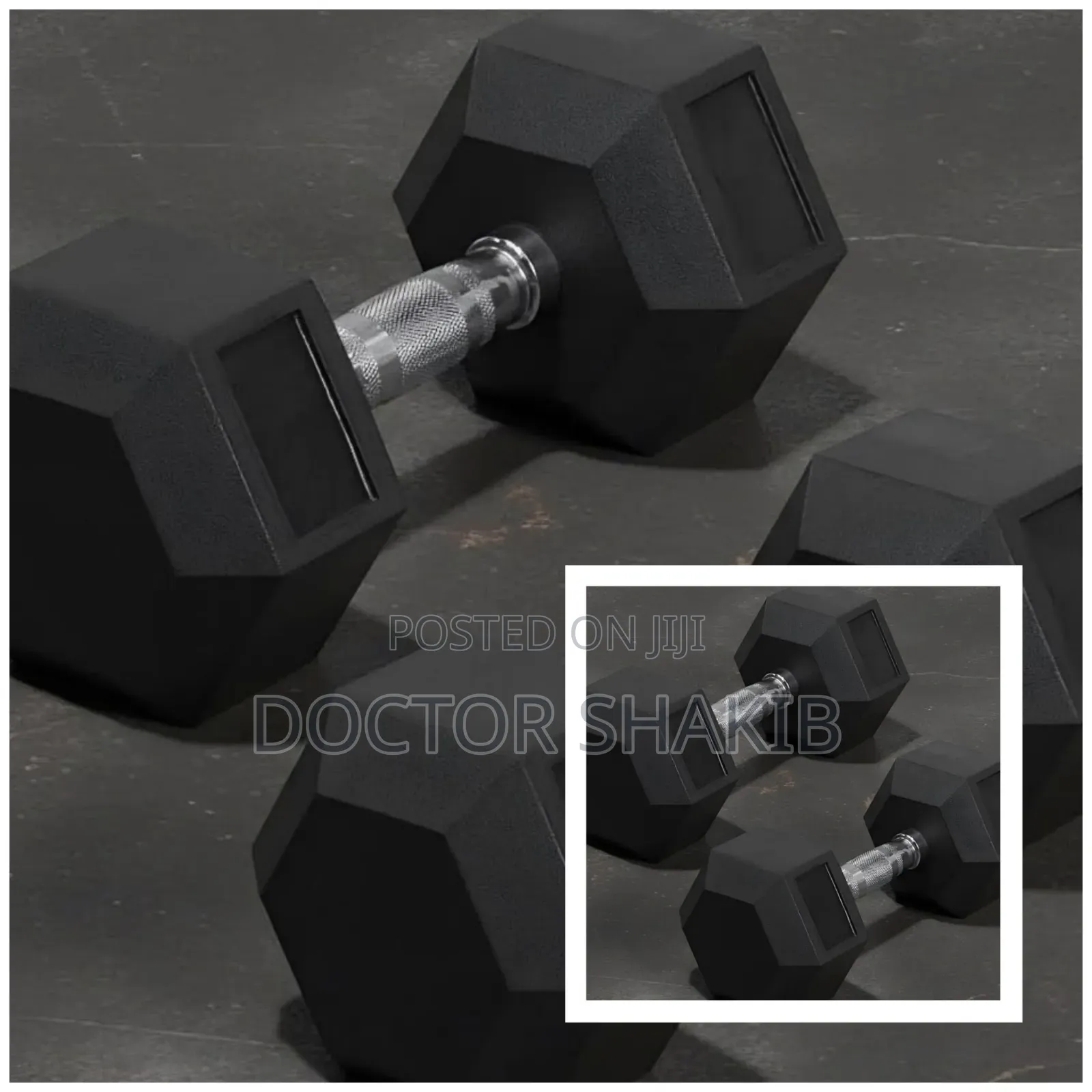 Pair of 30 Kg Rubber Coated Hex Dumbbell
