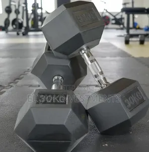 Pair of 30 Kg Rubber Coated Hex Dumbbell