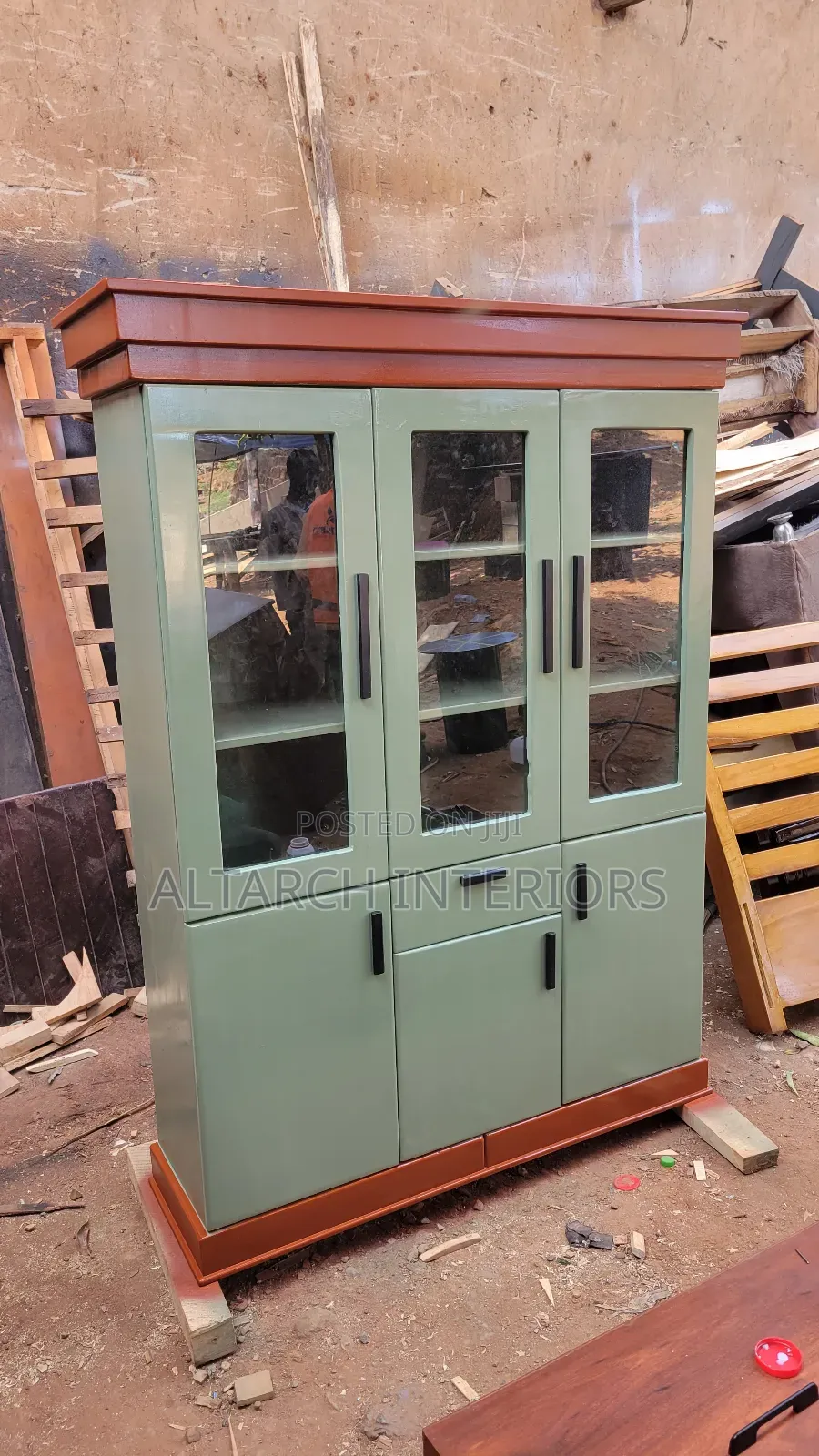 4x6 Cupboard Well Finished and Designed in Light Green Mahogany Color