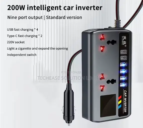 200w Car Power Inverter 12v/24v Dc to 220v Ac Converter to Ac Outlets