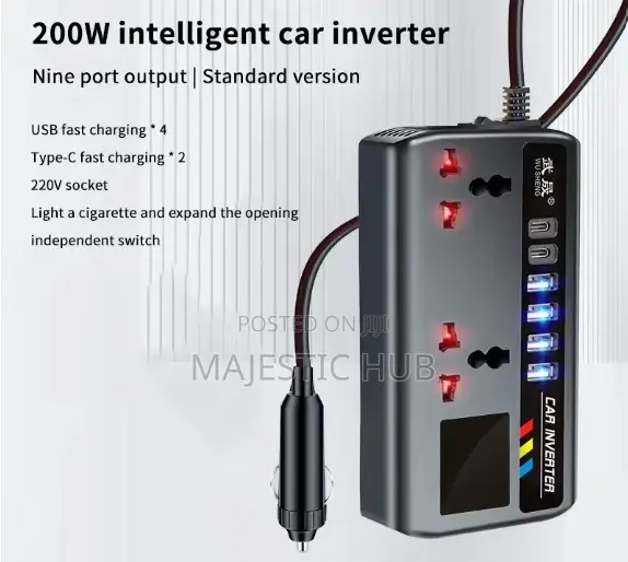 200w Car Power Inverter 12v/24v Dc to 220v Ac Converter to Ac Outlets