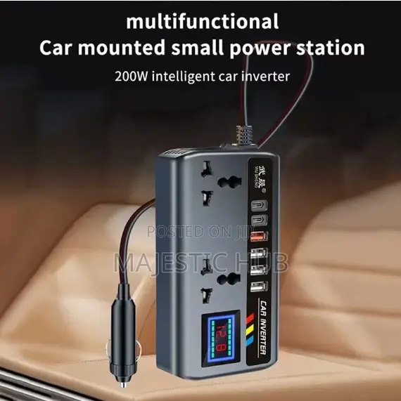 200w Car Power Inverter 12v/24v Dc to 220v Ac Converter to Ac Outlets