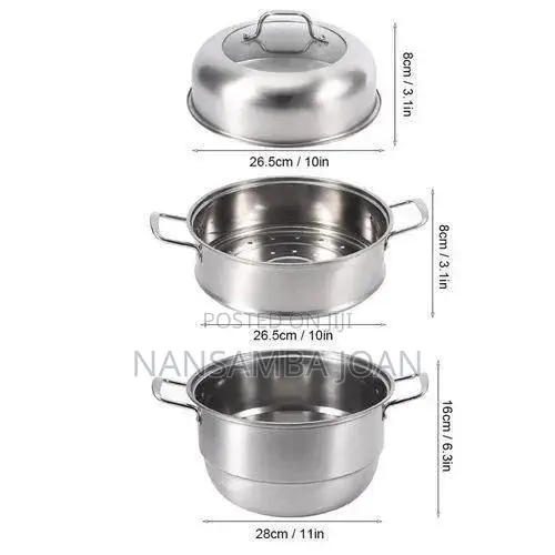 32cm 4 Layer Stainless Steel Food Saucepan Steamer Soup Pot-silver