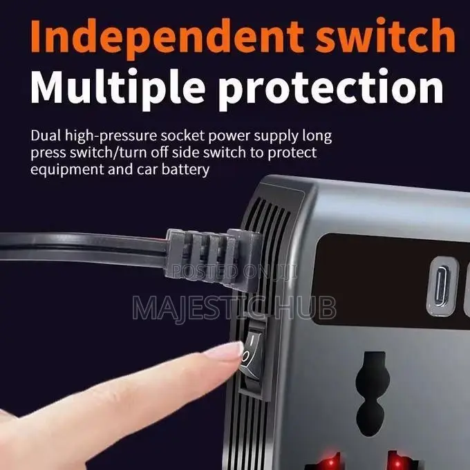 200w Car Power Inverter 12v/24v Dc to 220v Ac Converter to Ac Outlets