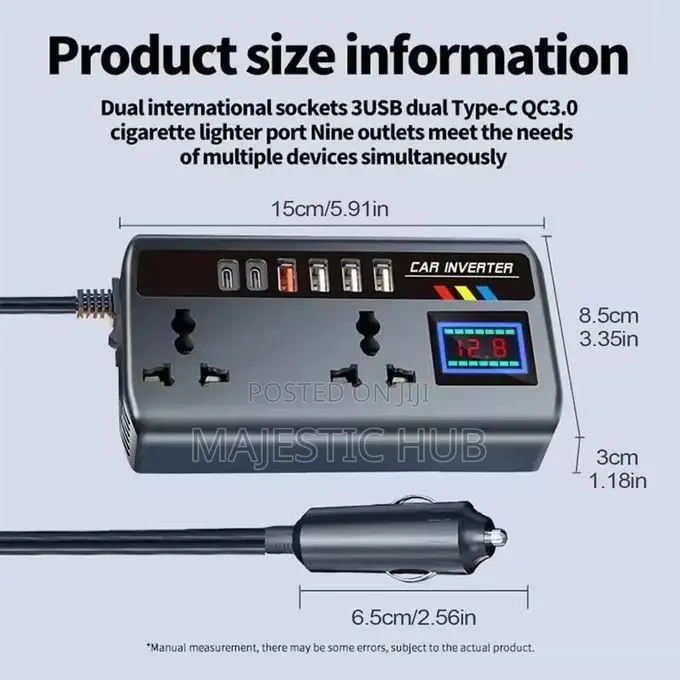200w Car Power Inverter 12v/24v Dc to 220v Ac Converter to Ac Outlets