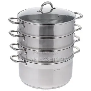 4 Layer 42cm Stainless Steel Food Steamer Saucepan Soup-silver