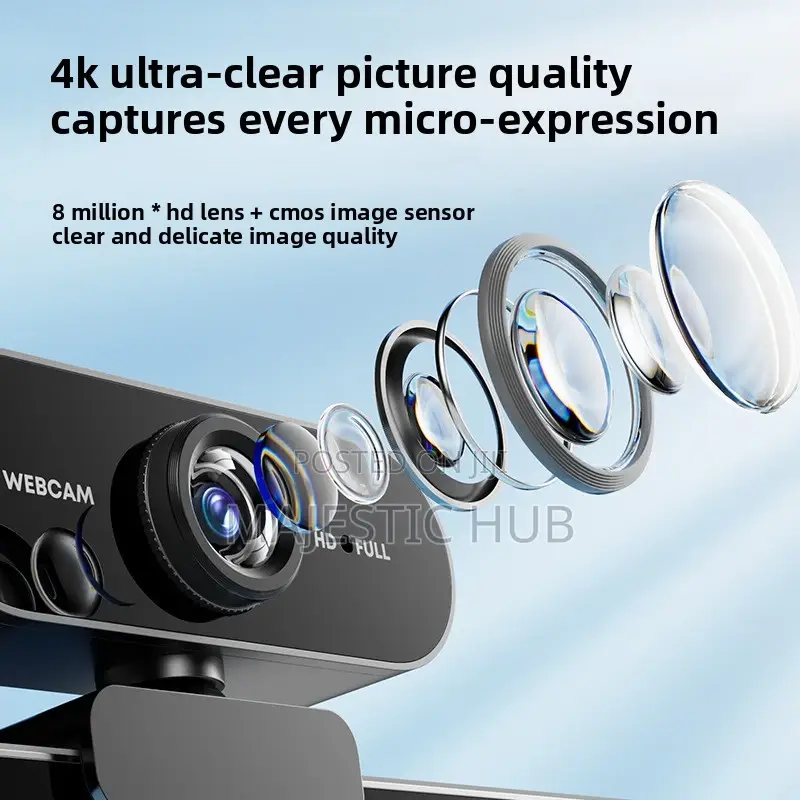 Hd Webcam With Noise-Cancelling Microphones- Plug Play Usb Camera