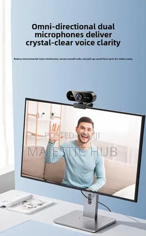 Hd Webcam With Noise-Cancelling Microphones- Plug Play Usb Camera