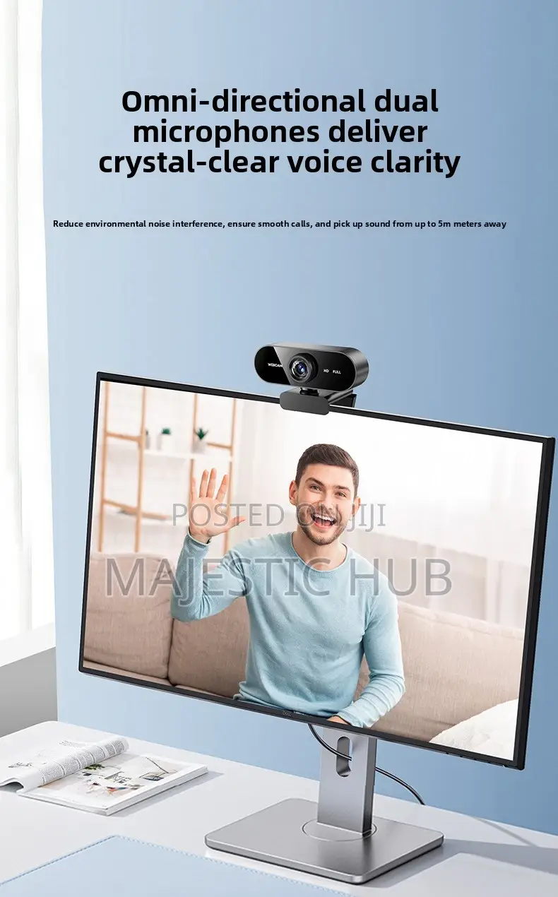 Hd Webcam With Noise-Cancelling Microphones- Plug Play Usb Camera