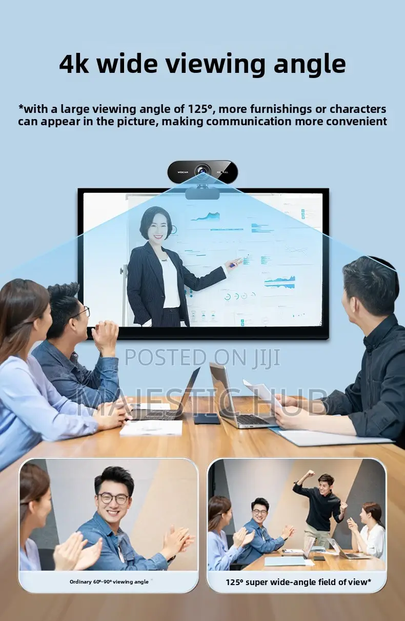 Hd Webcam With Noise-Cancelling Microphones- Plug Play Usb Camera