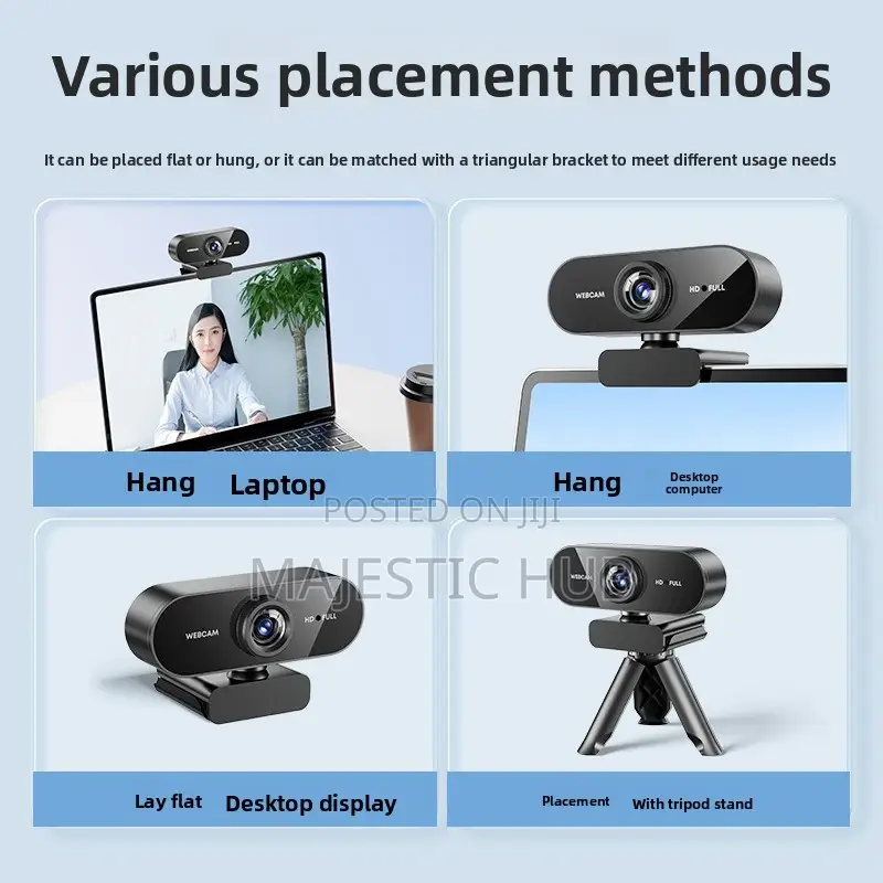 Hd Webcam With Noise-Cancelling Microphones- Plug Play Usb Camera