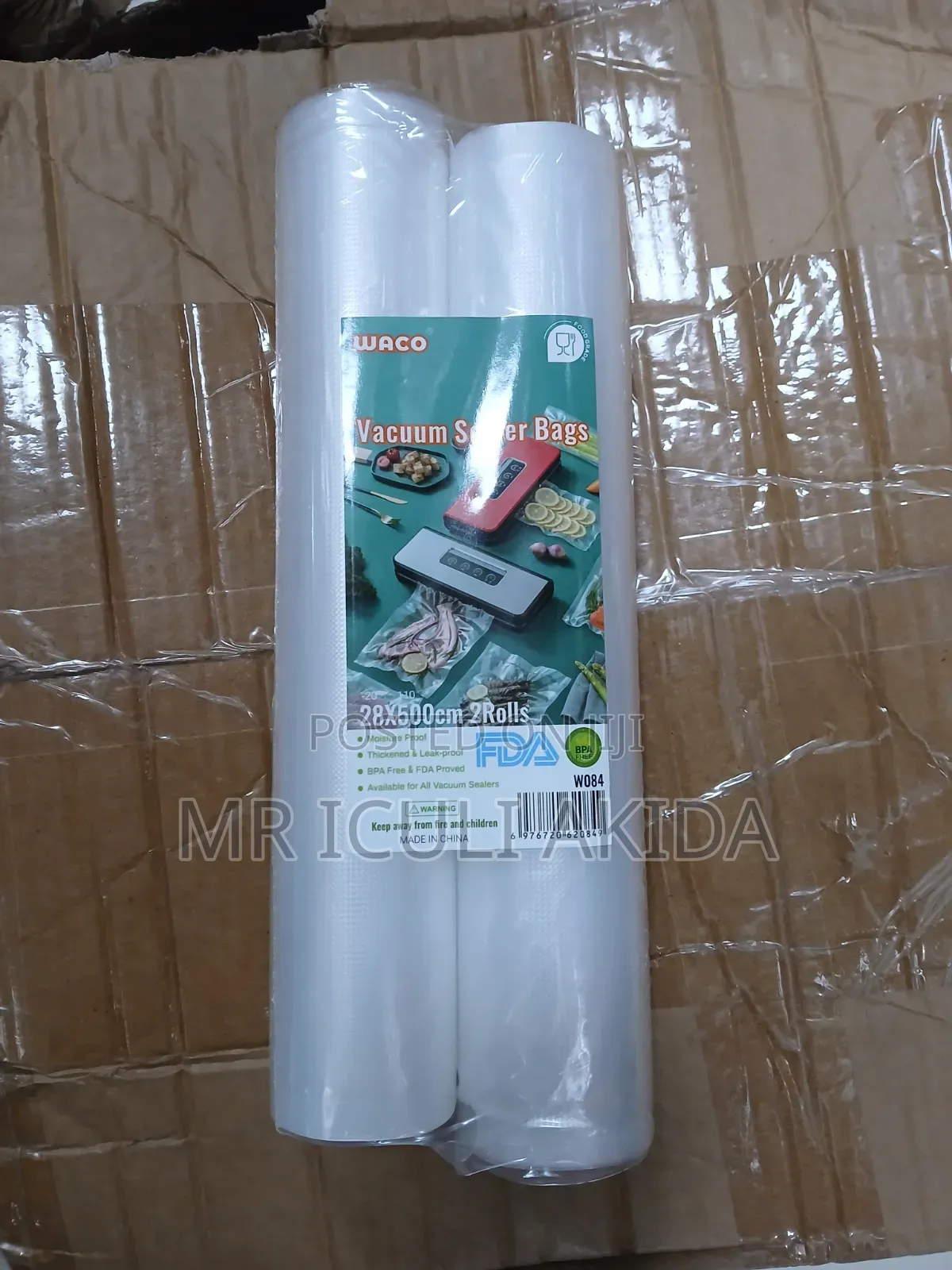 2pcs of 28x500cm Textured Vacuum Sealer Bags for Food Preservation.