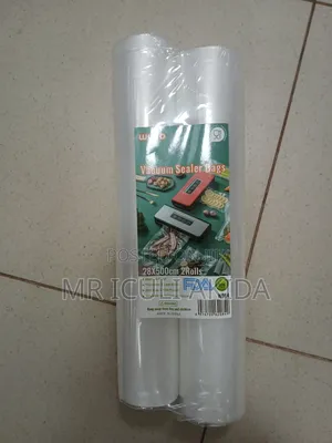 2pcs of 28x500cm Textured Vacuum Sealer Bags for Food Preservation.
