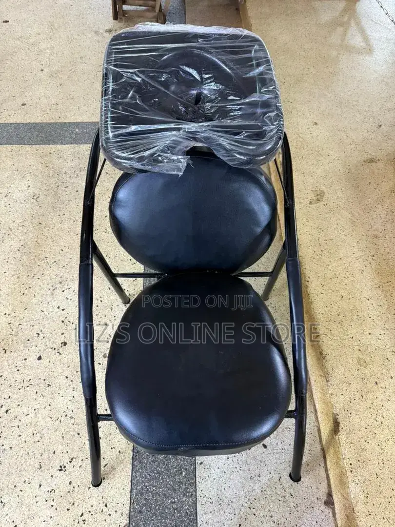 Portable Black Salon Chair Built-in Shampoo Basin Wrapped in Plastic
