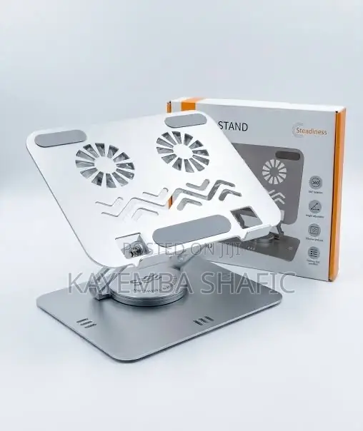 Carbon Steel Tablet Laptop Stand 360° Rotation Dual Cooling Fans