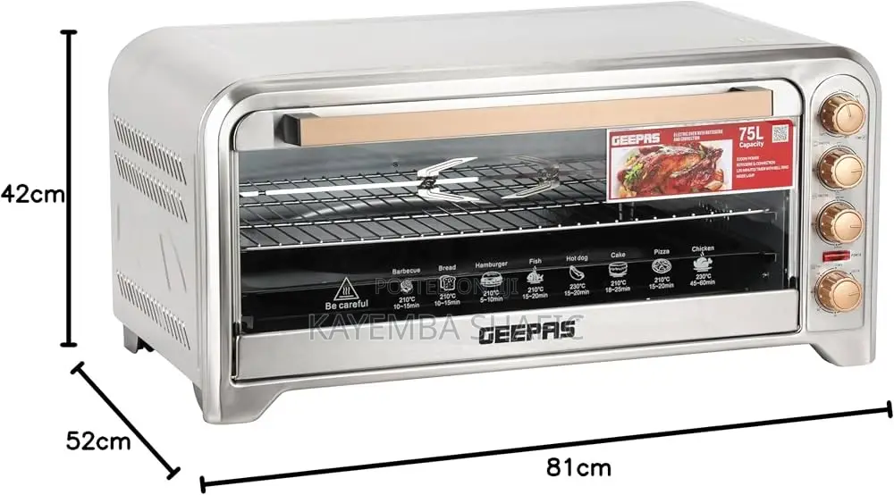 Geepas 75l Electric Oven With Rotisserie Convection (2200w)